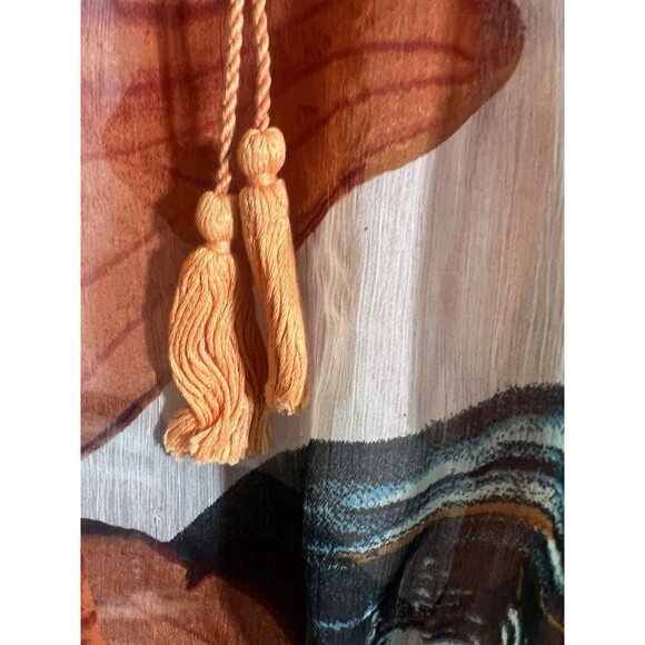 Desigual Top Women's M Sheer Blouse Colorful Peasant Boho Indie - Picture 3 of 8